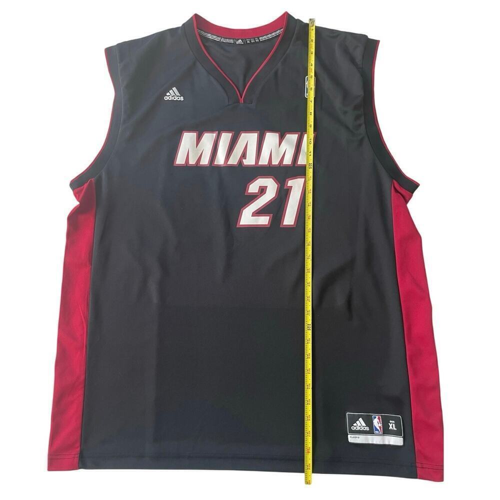 ADIDAS NBA MIAMI HEAT JERSEY HASSAN WHITESIDE #21 BLACK SCREEN Sz XL 2013 MADE - Picture 3 of 15
